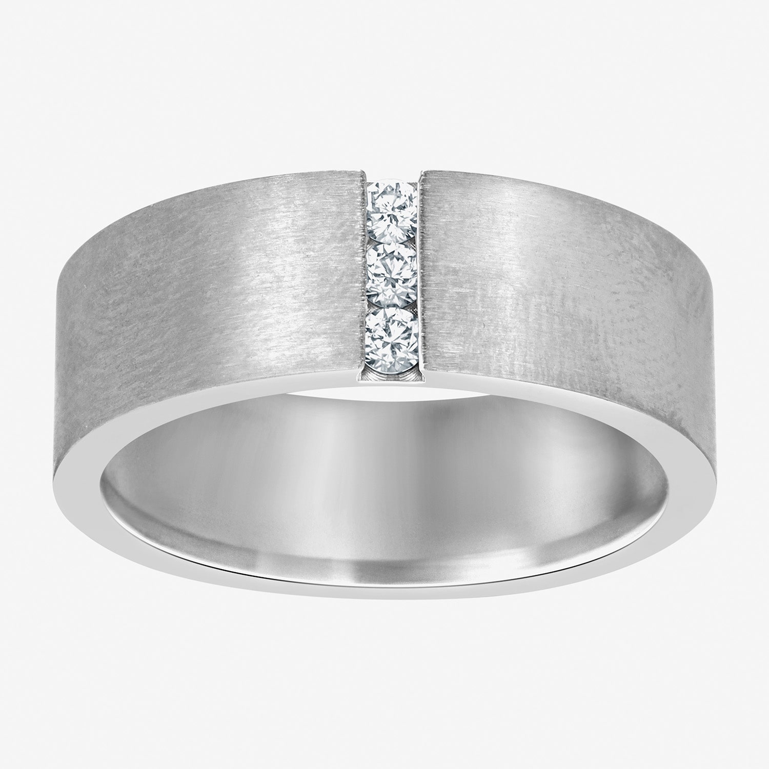 (F / Si2) Mens 8MM 1/10 CT. T.W. Lab Grown White Diamond Platinum Wedding Band