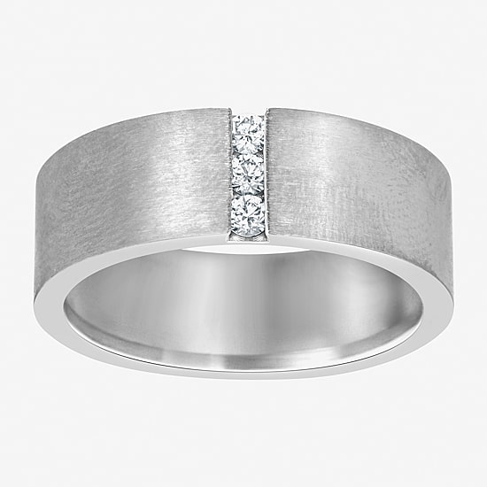 (F / Si2) Mens 8MM 1/10 CT. T.W. Lab Grown White Diamond Platinum Wedding Band
