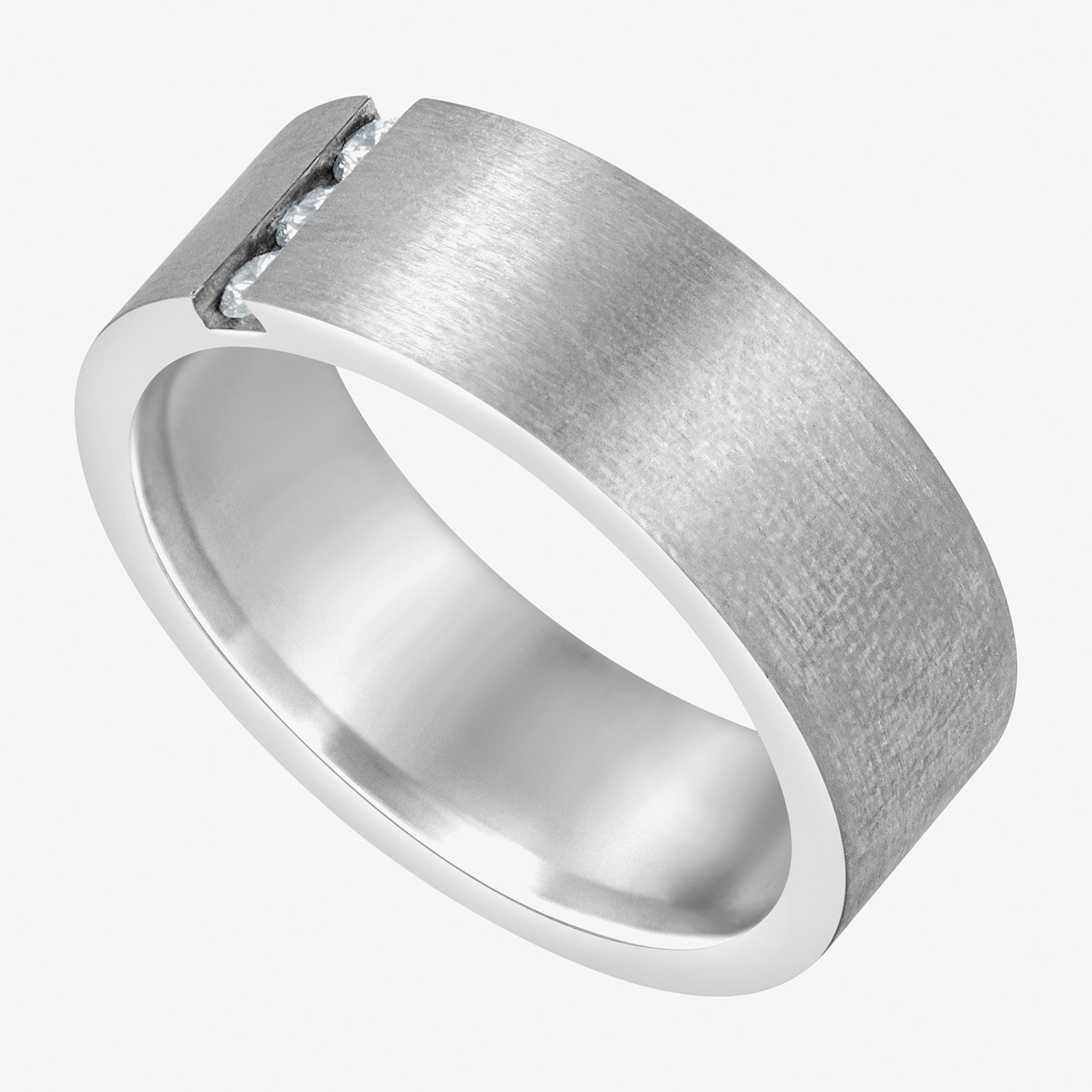 (F / Si2) Mens 8MM 1/10 CT. T.W. Lab Grown White Diamond Platinum Wedding Band