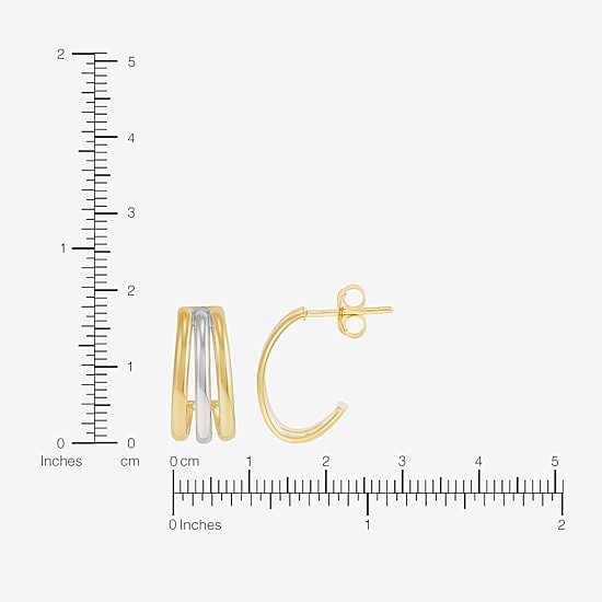 Silver Addiction Womens 14K Two Tone Gold Over Silver Hoop Earrings