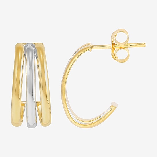 Silver Addiction Womens 14K Two Tone Gold Over Silver Hoop Earrings
