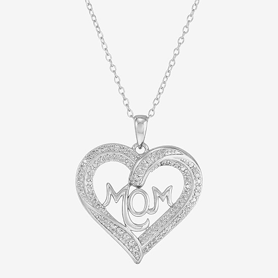 Diamonart Womens White Cubic Zirconia Sterling Silver Heart 16 Inch Pendant Necklace