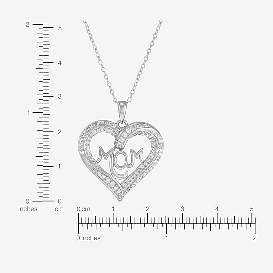 Diamonart Womens White Cubic Zirconia Sterling Silver Heart 16 Inch Pendant Necklace