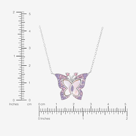 Butterfly Womens Genuine Pink Sterling Silver Butterfly 18 Inch Pendant Necklace