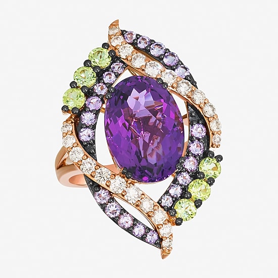 Le Vian Womens Genuine Purple Amethyst 14K Gold Cocktail Ring