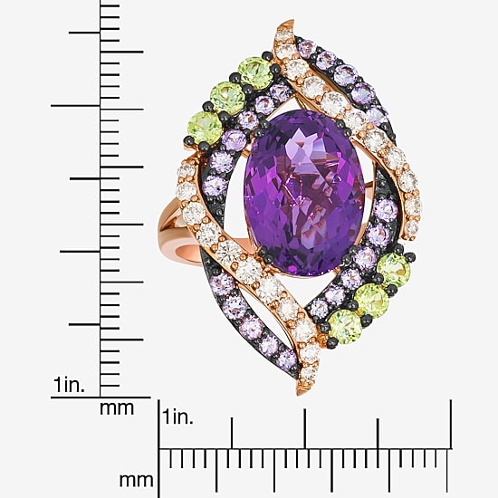 Le Vian Womens Genuine Purple Amethyst 14K Gold Cocktail Ring