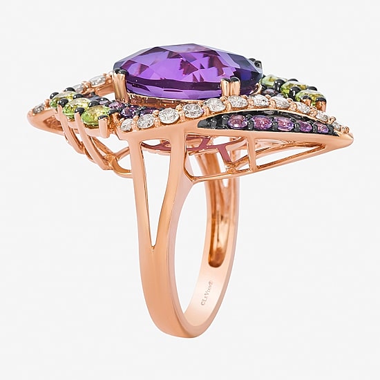 Le Vian Womens Genuine Purple Amethyst 14K Gold Cocktail Ring