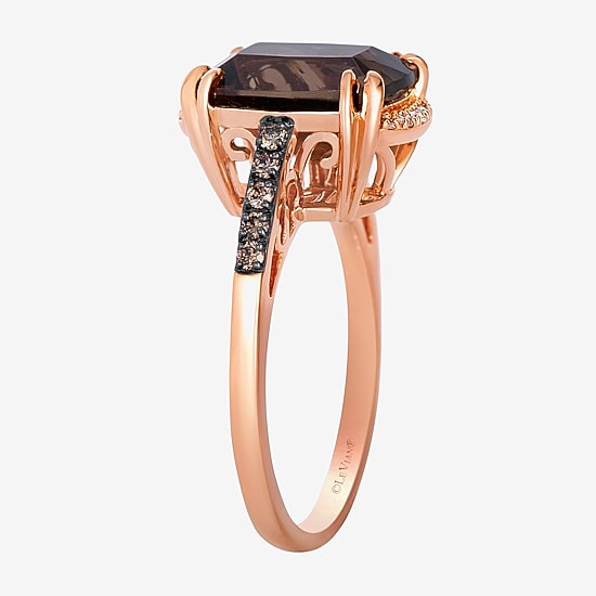 Le Vian Ring featuring 3 1/5 cts. Chocolate Quartz®, 1/20 cts. Nude Diamonds™, 1/8 cts. Chocolate Diamonds® set in 14K Strawberry Gold®