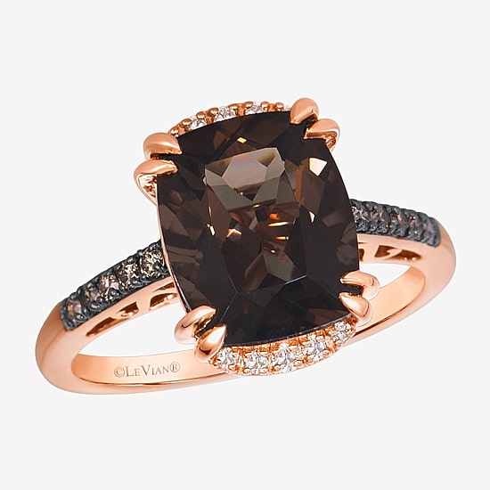 Le Vian Ring featuring 3 1/5 cts. Chocolate Quartz®, 1/20 cts. Nude Diamonds™, 1/8 cts. Chocolate Diamonds® set in 14K Strawberry Gold®