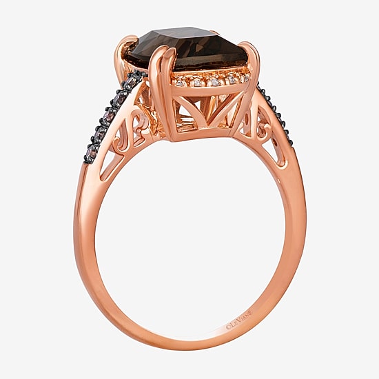 Le Vian Ring featuring 3 1/5 cts. Chocolate Quartz®, 1/20 cts. Nude Diamonds™, 1/8 cts. Chocolate Diamonds® set in 14K Strawberry Gold®