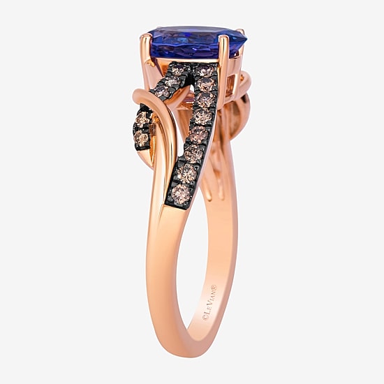 Le Vian Chocolatier® Ring featuring 1 cts. Blueberry Tanzanite®, 1/4 cts. Chocolate Diamonds® set in 14K Strawberry Gold®