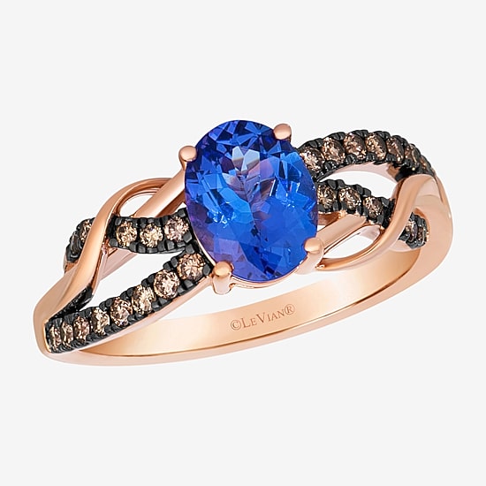 Le Vian Chocolatier® Ring featuring 1 cts. Blueberry Tanzanite®, 1/4 cts. Chocolate Diamonds® set in 14K Strawberry Gold®