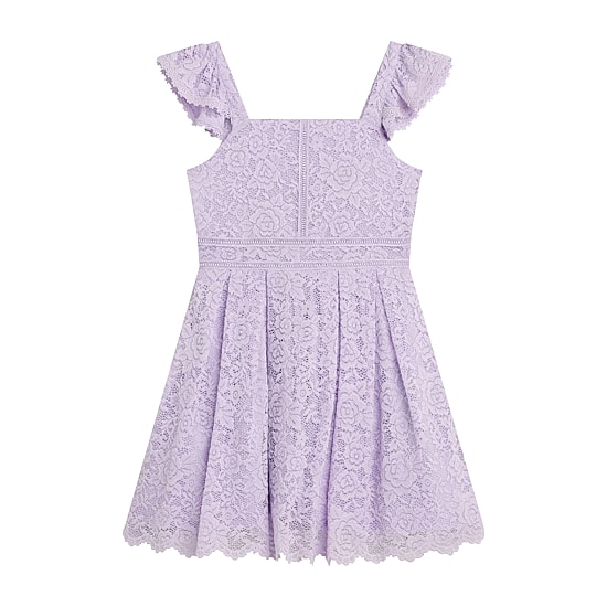 Byer California Big Kid Girls Flutter Short Sleeve Lace A-Line Dress