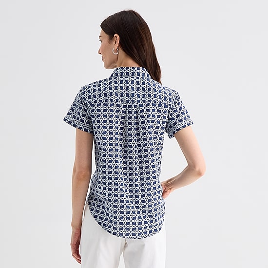 St. John's Bay Womens Tall Short Sleeve Regular Fit Button-Down Shirt