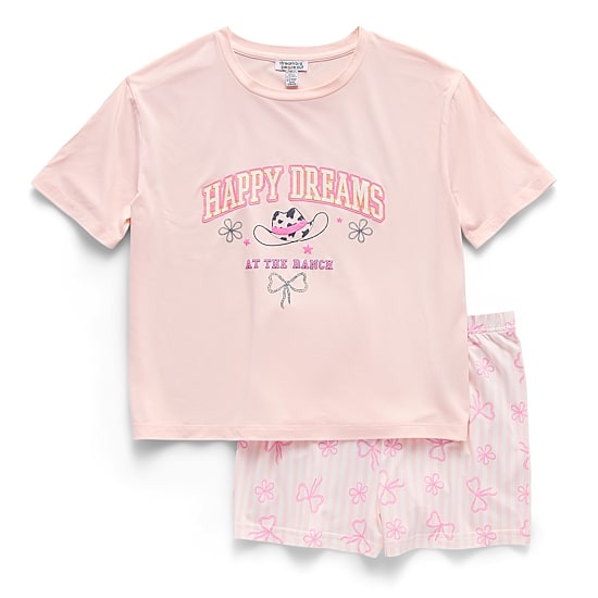 Dream Big Peace Out Little & Big Kid Girls Crew Neck Short Sleeve 2-pc. Pajama Set