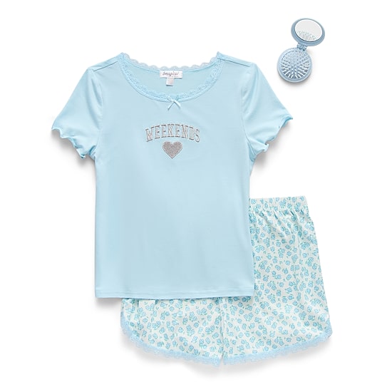 Btween Little & Big Kid Girls Round Neck Short Sleeve 2-pc. Pajama Set