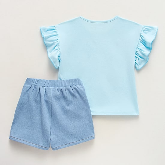 Disney Collection Little & Big Kid Girls French Terry Lilo & Stitch Skort Set
