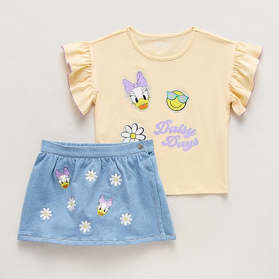 Disney Collection Little & Big Kid Girls French Terry Daisy Duck Skort Set