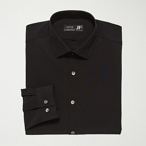 J. Ferrar Mens Big & Tall 360 Stretch Regular Fit Easy Care Stretch Fabric Long Sleeve Dress Shirt, 18-18.5 36-37, Black