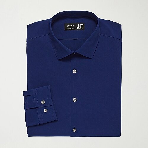 J. Ferrar Mens Big & Tall 360 Stretch Regular Fit Easy Care Stretch Fabric Long Sleeve Dress Shirt, 18-18.5 36-37, Blue