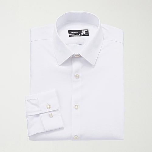 J. Ferrar Mens Big & Tall 360 Stretch Regular Fit Easy Care Stretch Fabric Long Sleeve Dress Shirt, 18-18.5 36-37, White