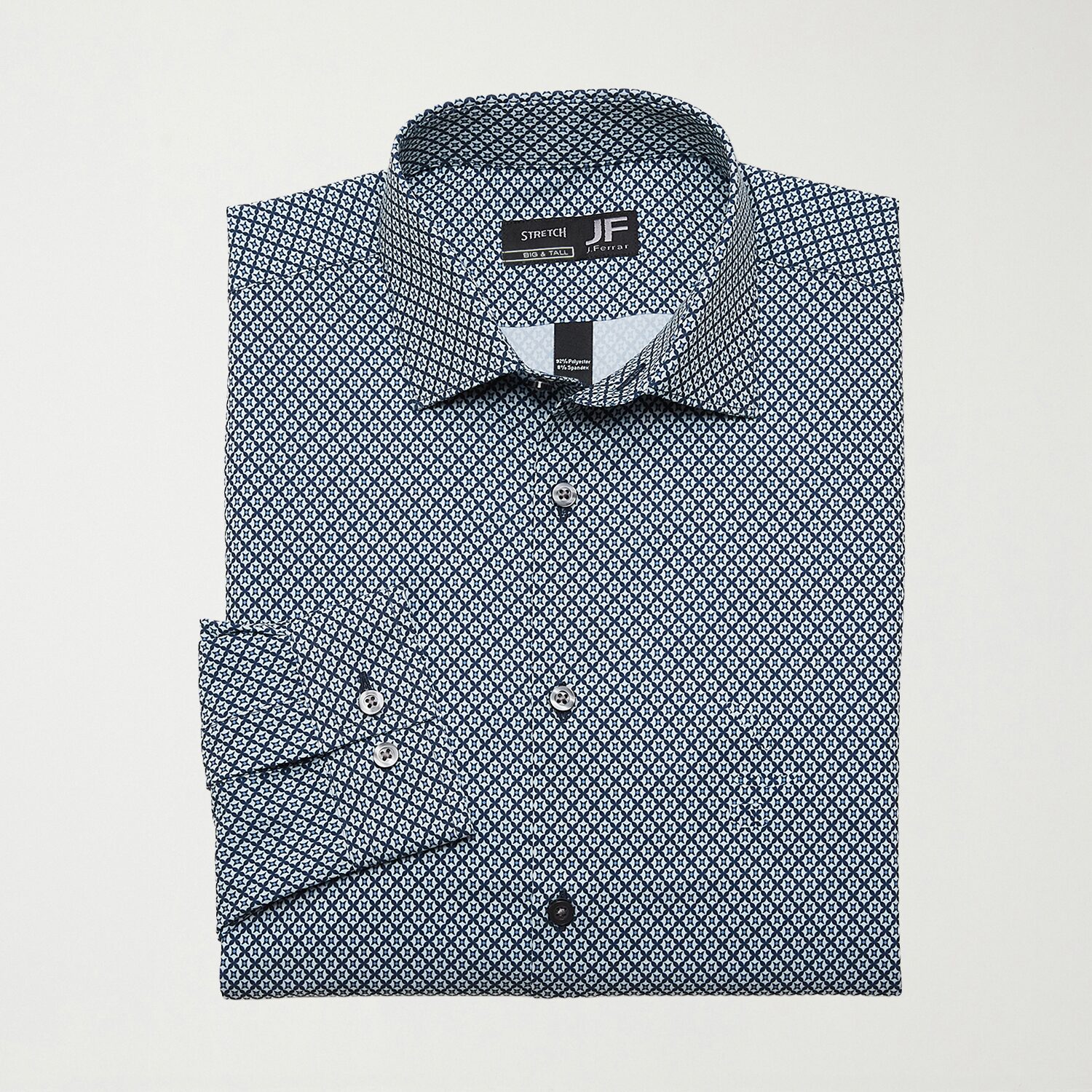 J. Ferrar Big and Tall Mens Regular Fit Easy Care Stretch Fabric Long Sleeve Dress Shirt