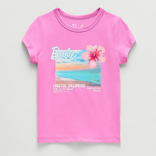 Grayson Little Toddler Girls Crew Neck Short Sleeve Regular Fit Barbie Graphic T-Shirt