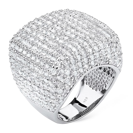 Womens Cubic Zirconia Sterling Silver Cocktail Ring