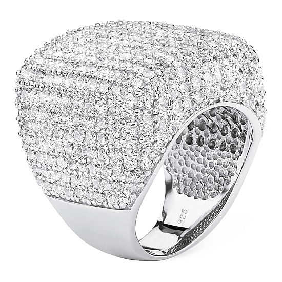 Womens Cubic Zirconia Sterling Silver Cocktail Ring