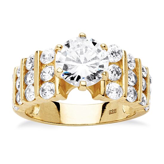 DiamonArt® Womens 3 1/4 CT. T.W. White Cubic Zirconia 18K Gold Over Silver Engagement Ring