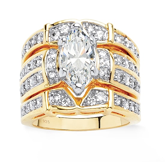 DiamonArt® Womens 3 CT. T.W. White Cubic Zirconia 18K Gold Over Silver Bridal Set