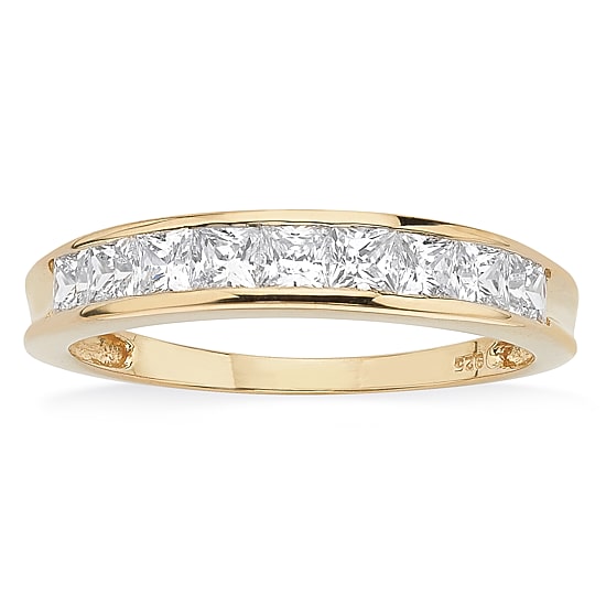 DiamonArt® 2MM 3/4 CT. T.W. White Cubic Zirconia 18K Gold Over Silver Band