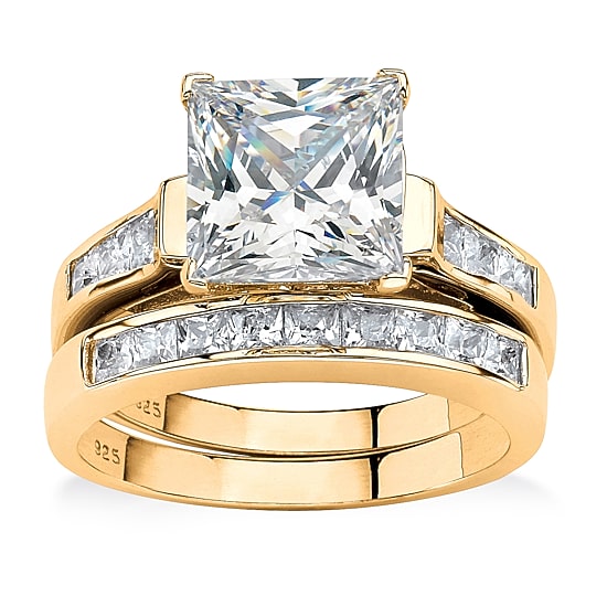 DiamonArt® Womens 2 3/4 CT. T.W. White Cubic Zirconia 14K Gold Over Silver Bridal Set