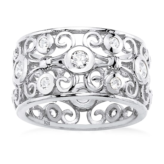 DiamonArt® Womens 1 CT. T.W. White Cubic Zirconia Sterling Silver Cocktail Ring