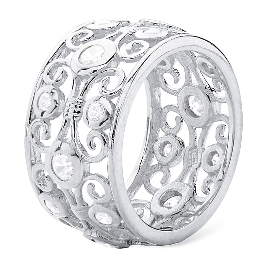 DiamonArt® Womens 1 CT. T.W. White Cubic Zirconia Sterling Silver Cocktail Ring