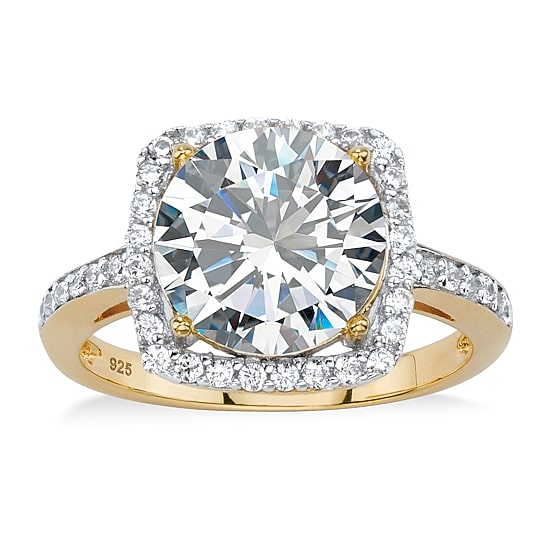 DiamonArt® Womens 4 1/4 CT. T.W. White Cubic Zirconia 14K Gold Over Silver Cocktail Ring