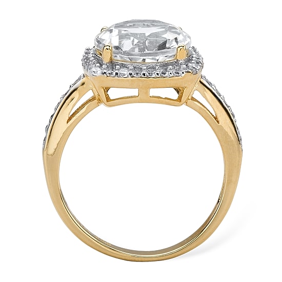 DiamonArt® Womens 4 1/4 CT. T.W. White Cubic Zirconia 14K Gold Over Silver Cocktail Ring