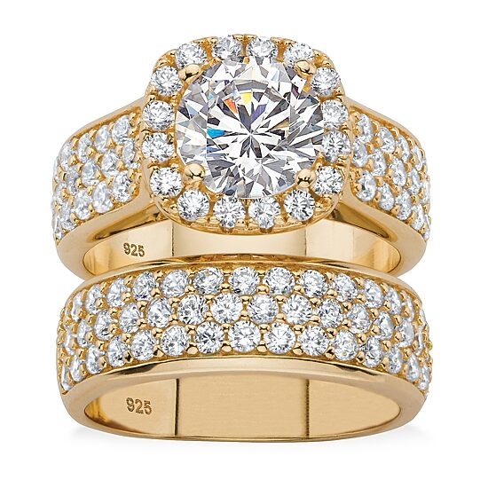 DiamonArt® Womens 4 1/2 CT. T.W. White Cubic Zirconia 14K Gold Over Silver Bridal Set