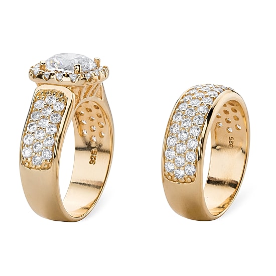 DiamonArt® Womens 4 1/2 CT. T.W. White Cubic Zirconia 14K Gold Over Silver Bridal Set