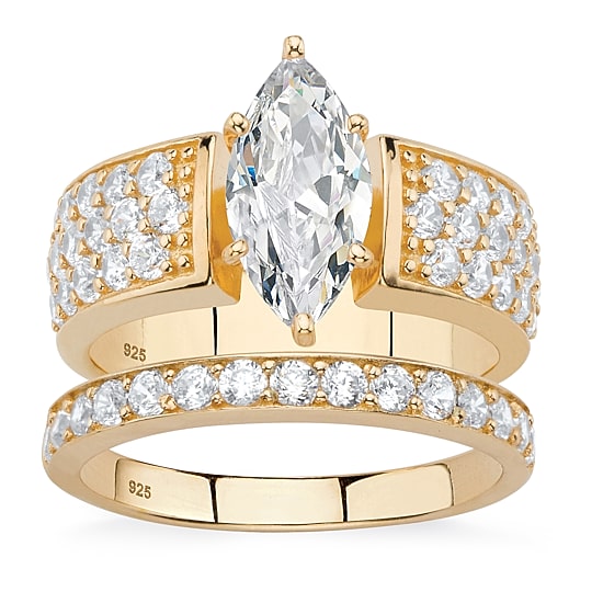 DiamonArt® Womens 3 CT. T.W. White Cubic Zirconia 14K Gold Over Silver Bridal Set