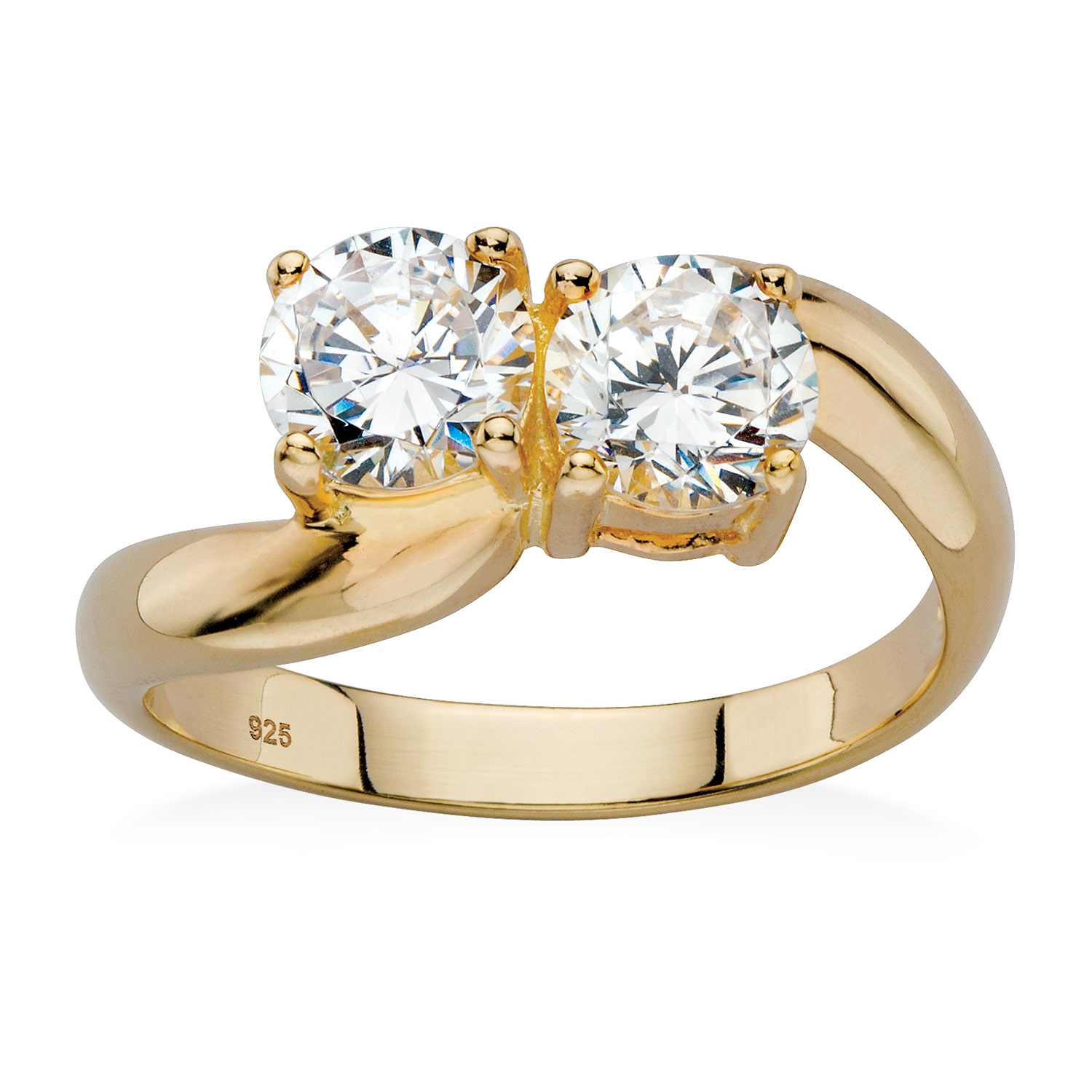 DiamonArt® Womens 2 CT. T.W. White Cubic Zirconia 14K Gold Over Silver Cocktail Ring