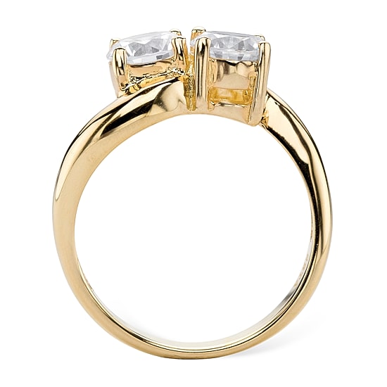 DiamonArt® Womens 2 CT. T.W. White Cubic Zirconia 14K Gold Over Silver Cocktail Ring
