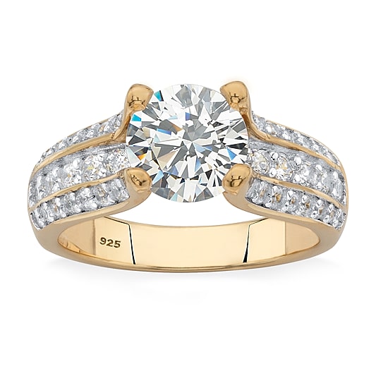 DiamonArt® Womens 2 3/4 CT. T.W. White Cubic Zirconia 14K Gold Over Silver Engagement Ring