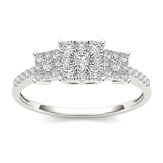 1/2 CT.T.W. Natural Diamond 10K White Gold Engagement Ring