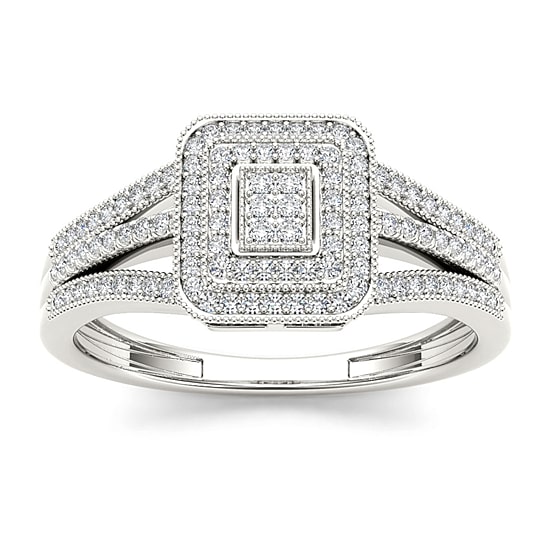 1/6 CT.T.W. Natural Diamond 10K White Gold Engagement Ring