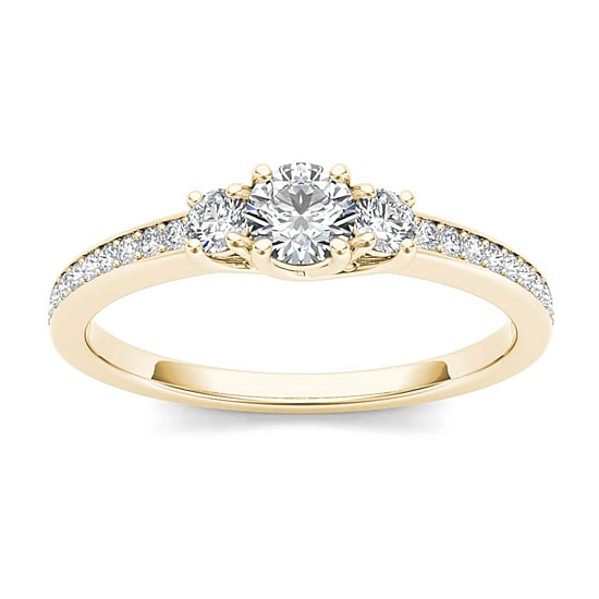 1/2 CT.T.W. Natural Diamond 14K Yellow Gold 3-Stone Engagement Ring