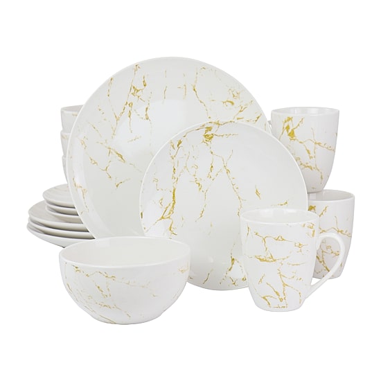 Elama Fine Marble 16-pc. Stoneware Dinnerware Set