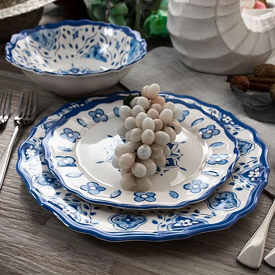 Elama Blue Garden 12-pc. Melamine Dinnerware Set