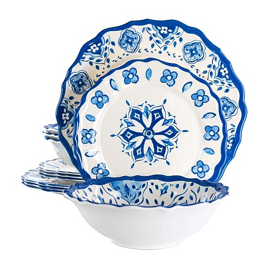 Elama Blue Garden 12-pc. Melamine Dinnerware Set