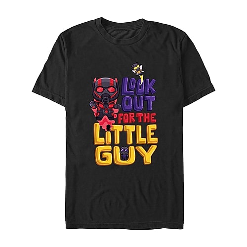 Mens Crew Neck Short Sleeve Regular Fit Ant Man Graphic T-Shirt, Small, Black